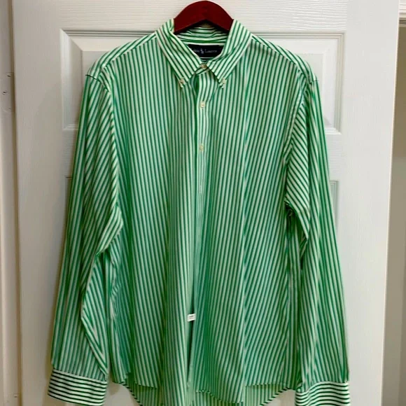 Polo Ralph Lauren | Shirts | Think Christmasgreen White Stripe With Red  Pony Custom Fit Polo By Ralph Lauren | Poshmark
